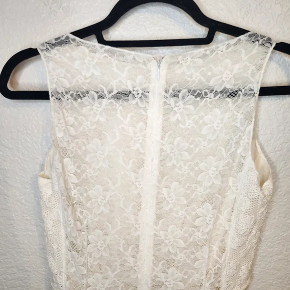 Nina Ricci Cream/Off Ivory White Knee Length Lace Dress Size FR 38 - Picture 13 of 16